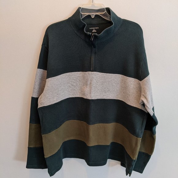 Lands End Colorblock XL Half-zip Sweater - Picture 3 of 8